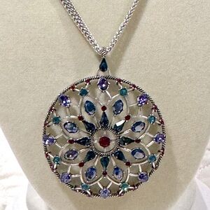 NWT New One Love Silver Multi-Colored Crystal Circle Convertible Necklace